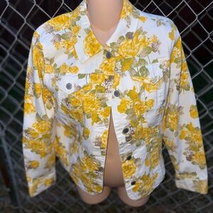 Charter Club Yellow Floral Jean Jacket